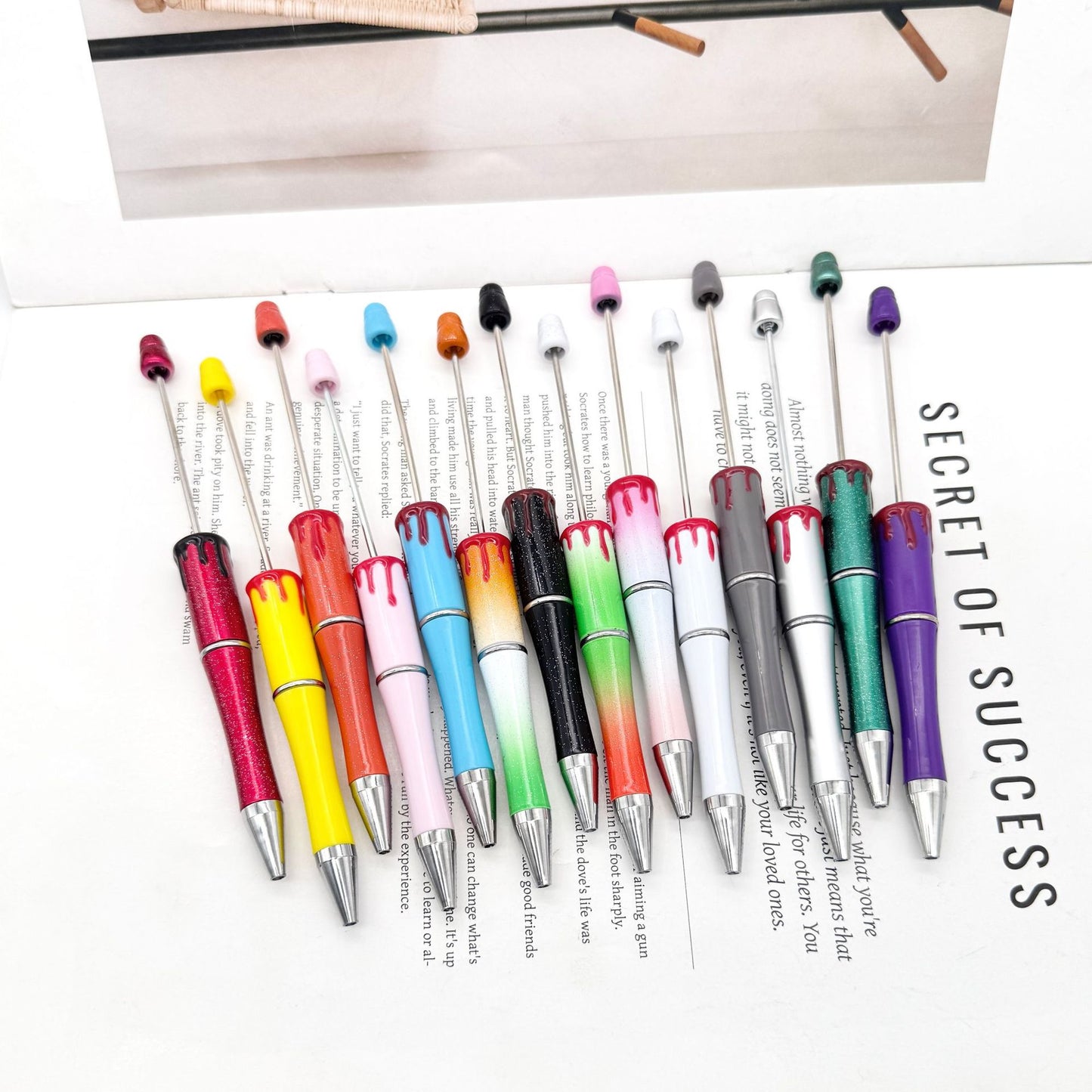 Blood Print Beaded Pen Fun Hand-painted Rotating Cute Pen