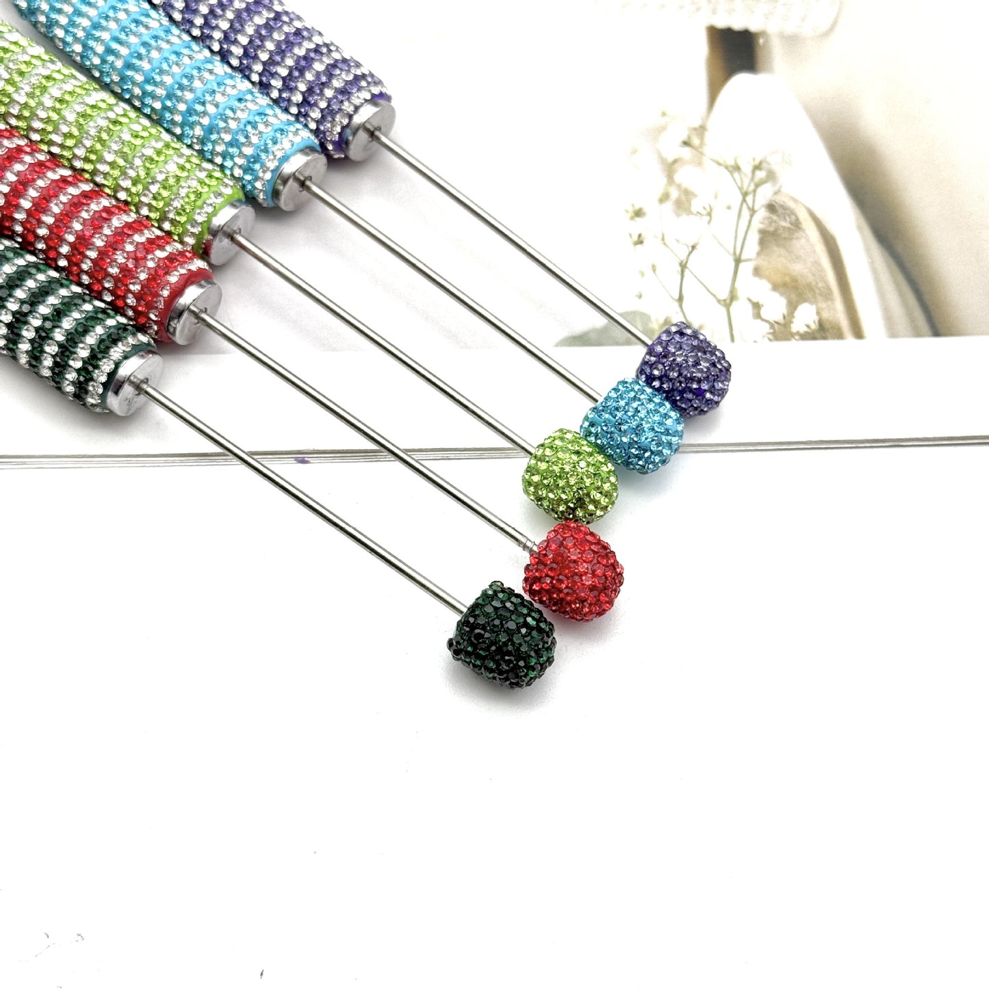 Touch screen Striped Full Diamond Beaded Pen