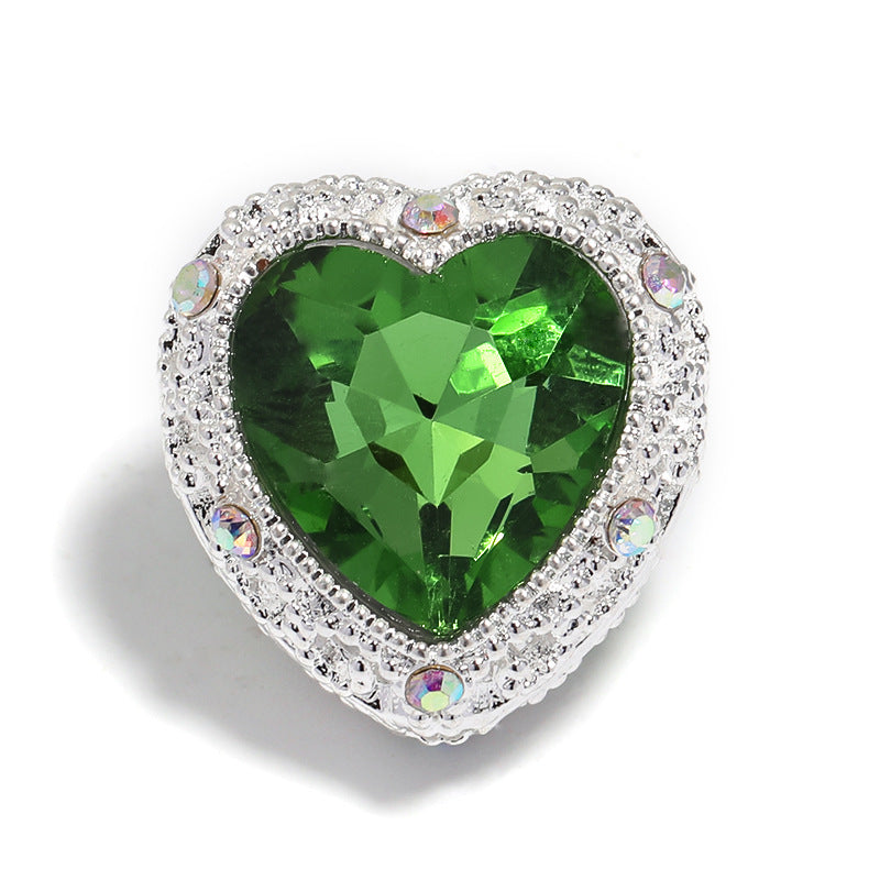 Colorful Oval Rhinestone Through-Hole Beads Heart-Shaped Beads