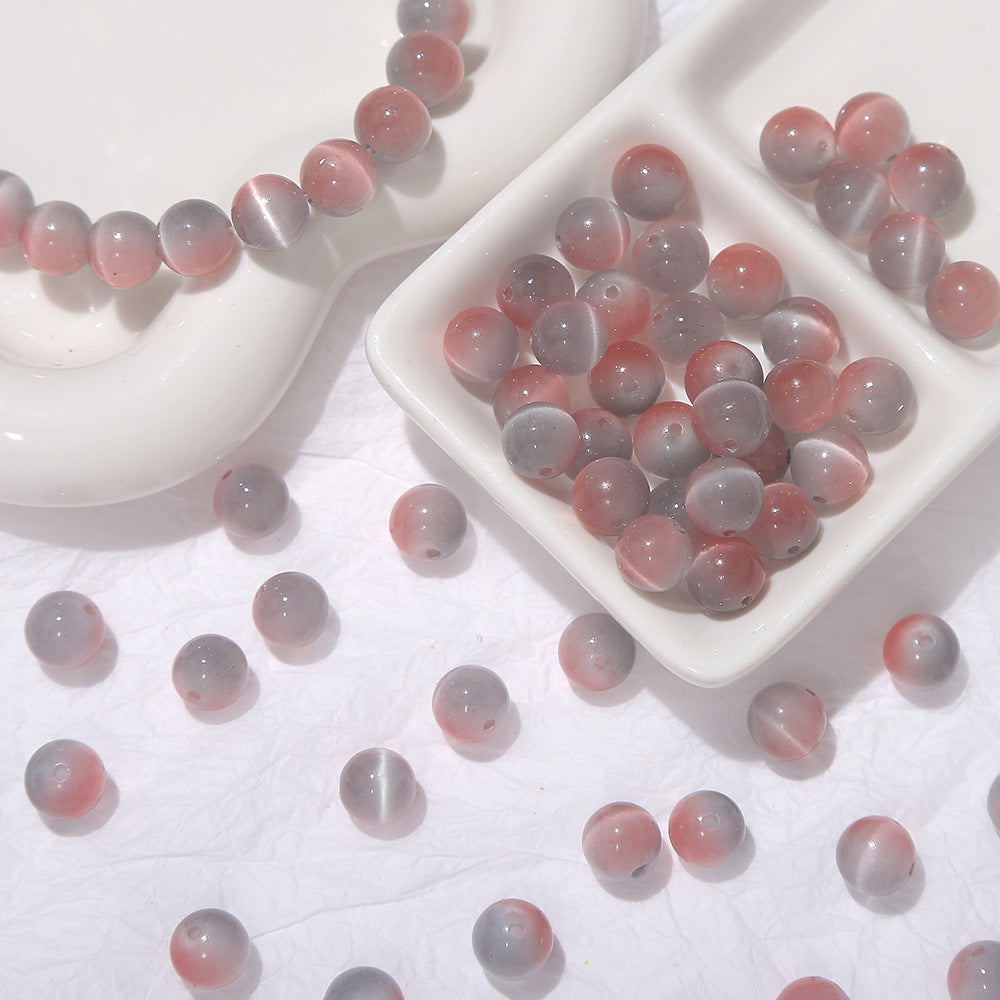 Gradient Two-tone Cat's Eye Stone Imitation Jade Beads