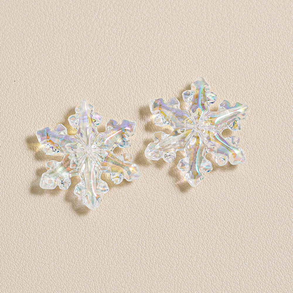 Transparent Through Hole Snowflake Handmade Mobile Phone Chain Keychain Hanging Ornaments Accessories Diy Material