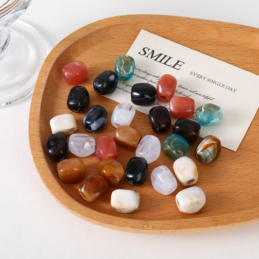 Imitation Jade Agate Irregular Large Hole Beads