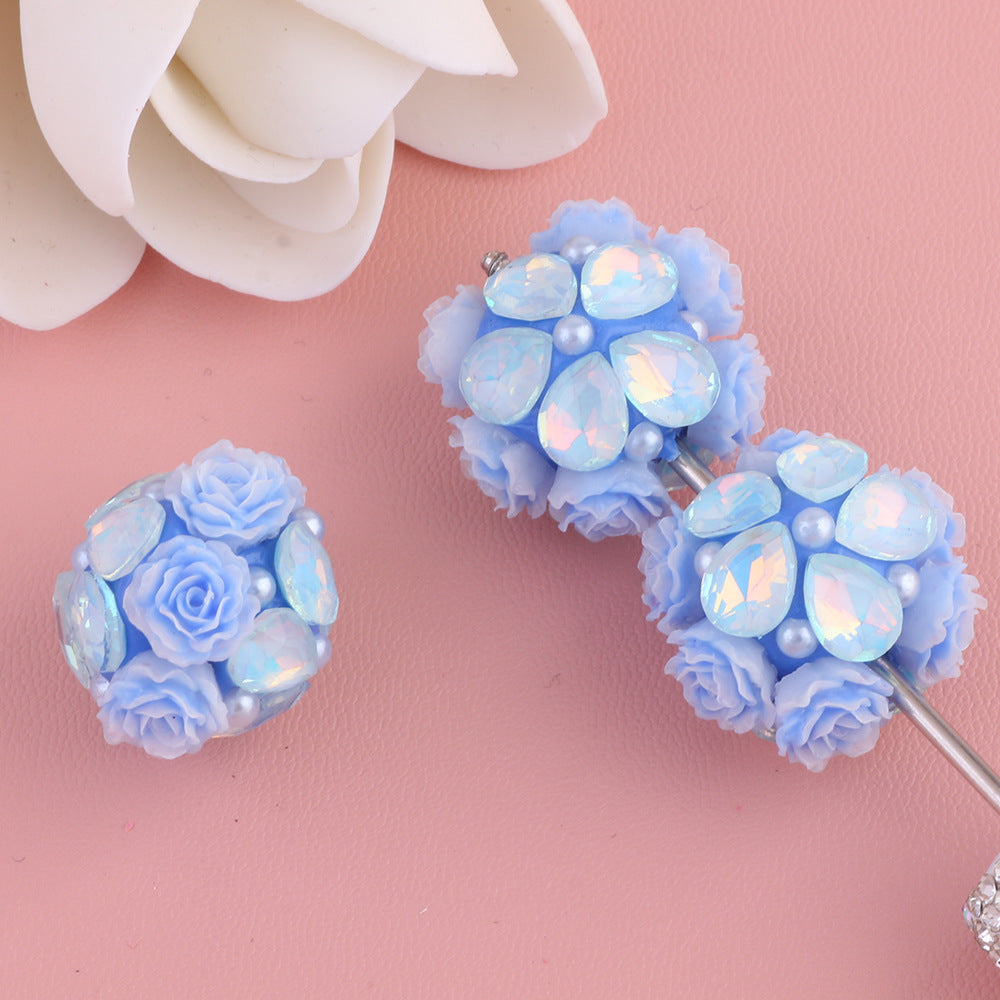Rose Zircon Water Drop Five Petal Flower Diamond Ball
