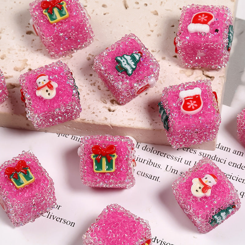 Christmas Rhinestone Sugar Square Beads