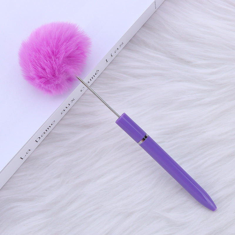 Long Fluffy Beaded Pen Ins Macaron Color Fluffy Rotating Ballpoint Pen