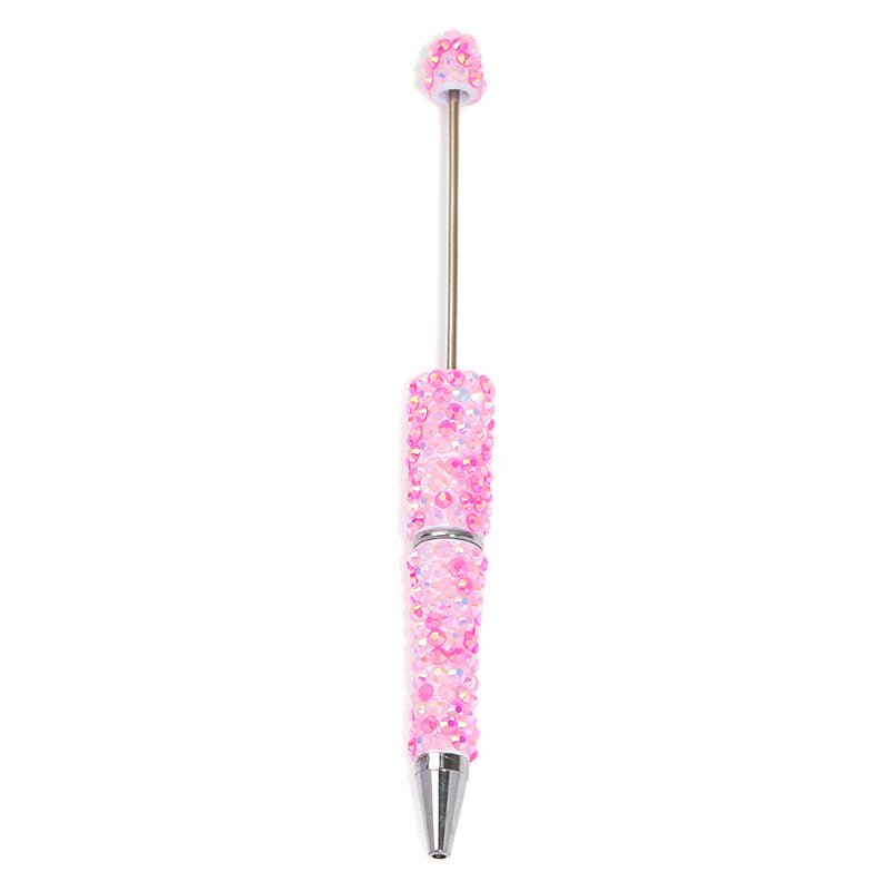 Full-diamond beadable plastic ballpoint pen