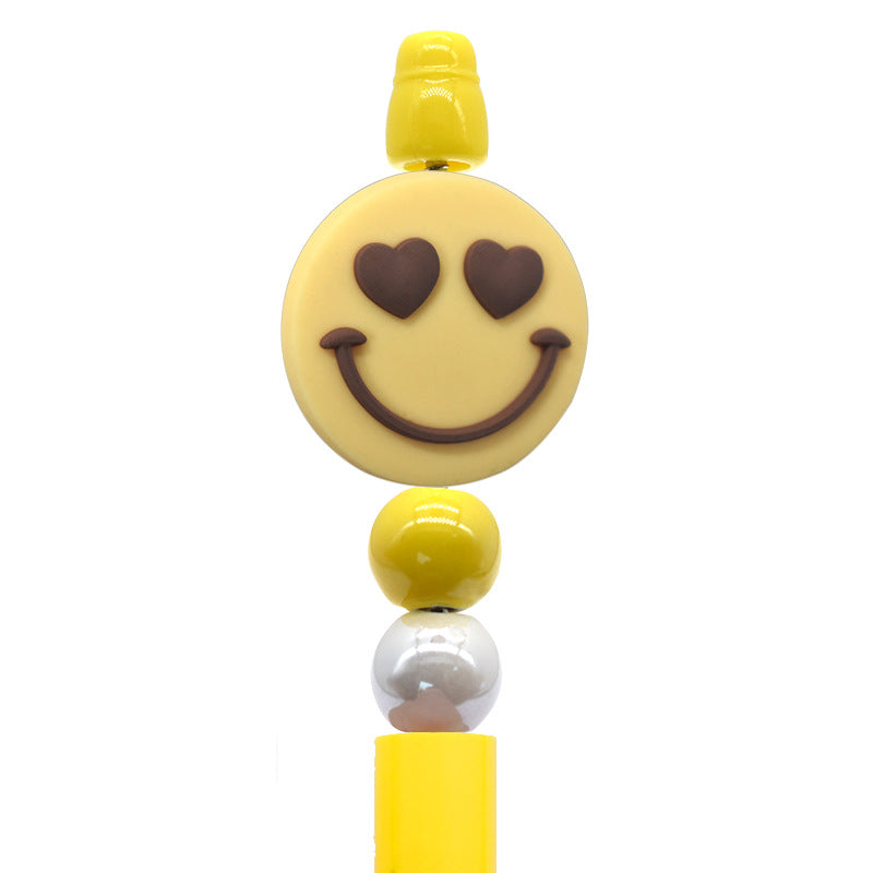 Student Stationery Colorful Beaded Pen Silicone Focal Beads