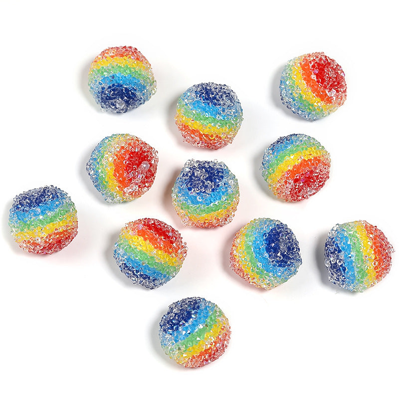 Rainbow Striped Sugar Rhinestone Beads