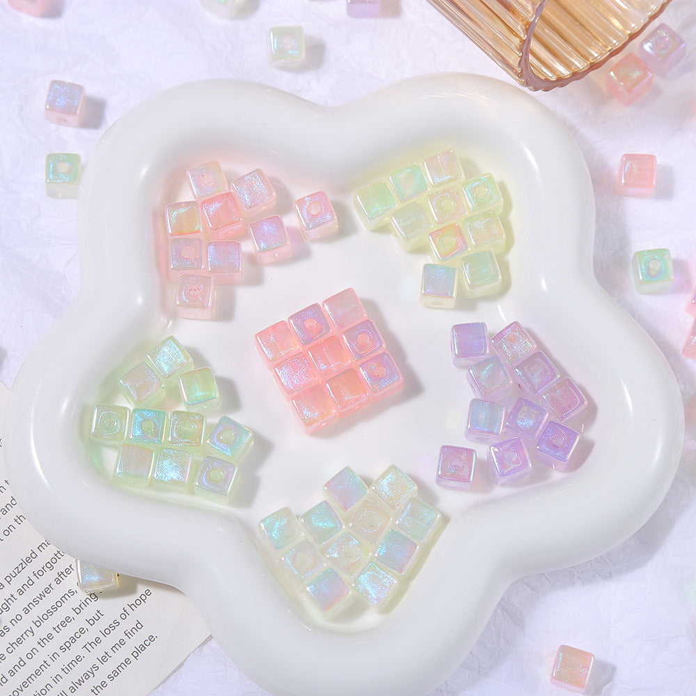 10mm Acrylic Iridescent Cube Mermaid Princess Fine Glitter
