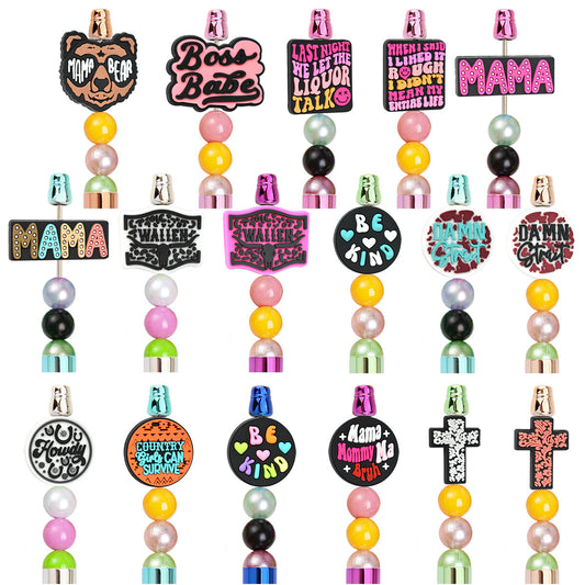 English Cartoon Series Silicone Focal Beads Silicone Focal Beads