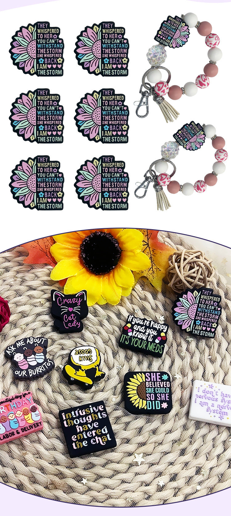 Silicone focal Beads Cartoon English Letter Soft Beads