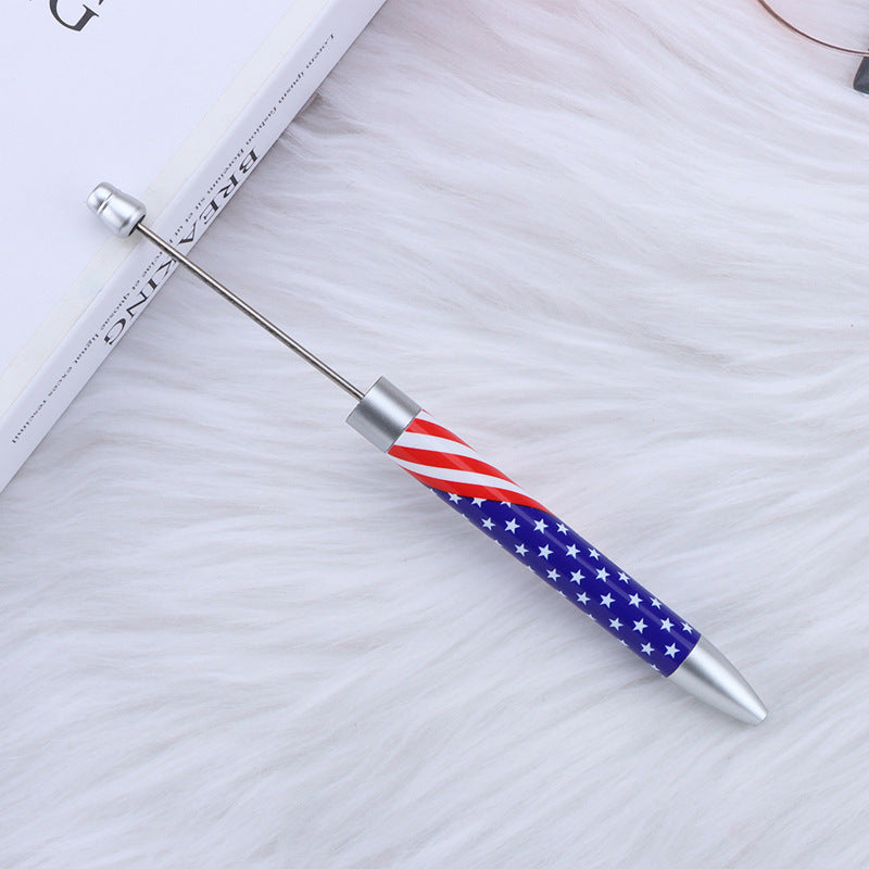 Long Flag Print Beaded Pen Educational Handmade Beading Cute Pen
