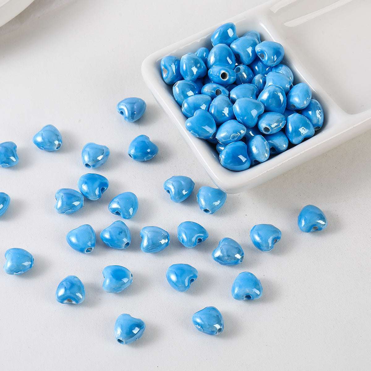Ceramic Color-Plated 10mm Heart-Shaped Ceramic beads