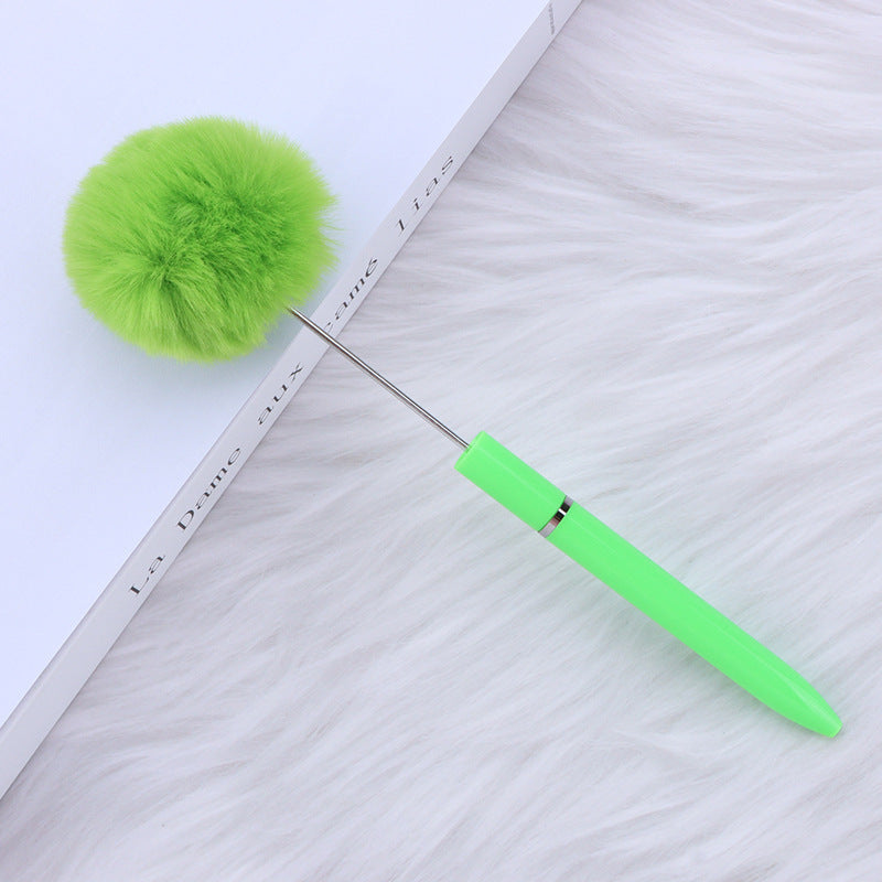 Long Fluffy Beaded Pen Ins Macaron Color Fluffy Rotating Ballpoint Pen