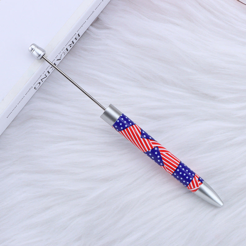 Long Flag Print Beaded Pen Educational Handmade Beading Cute Pen