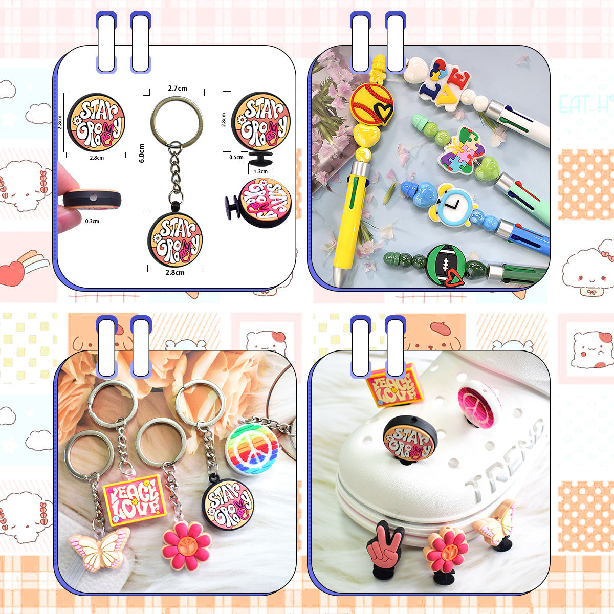 Cute Dinosaur Series Accessories In Stock Silicone Focus Beads Silicone Focus Beads