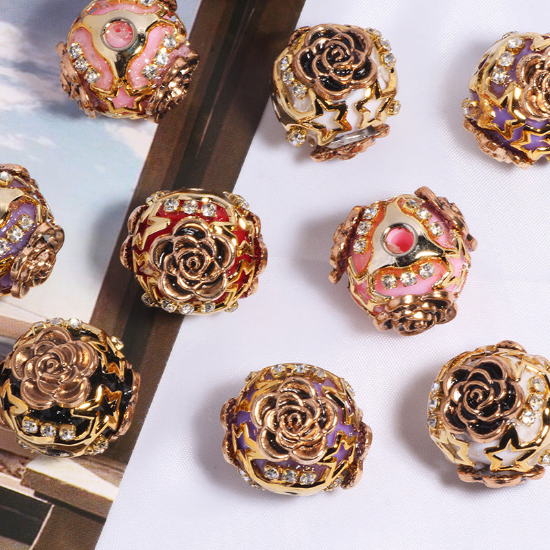 Vintage Black Gold Rose Flower Ball