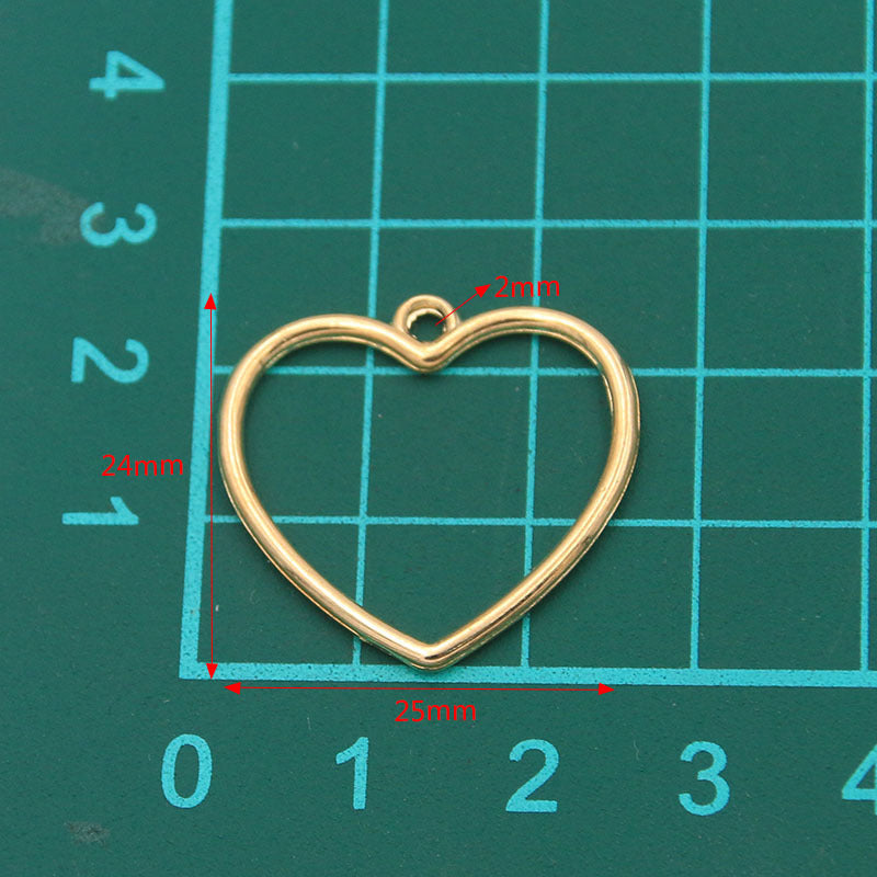 2 Colors 24*25mm DIY Alloy Double-Sided Hollow Heart Pendant Charm