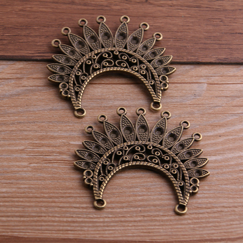 2 Colors 50*54mm DIY Alloy Jewelry Accessories Ethnic Style Accessories Multi-Hole Peacock Pendant