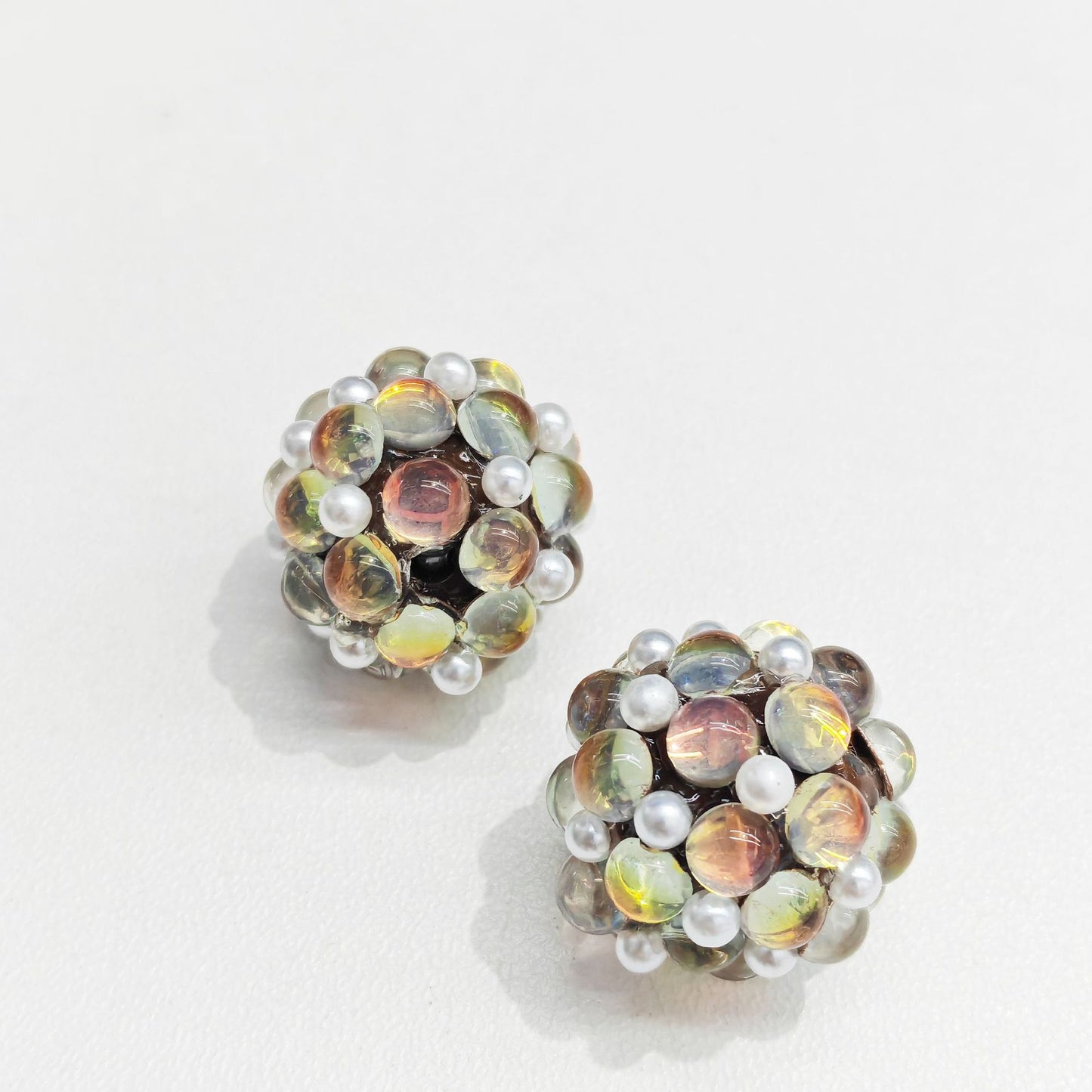 Straight Hole Cat Eye Pearl Flower Ball Beads