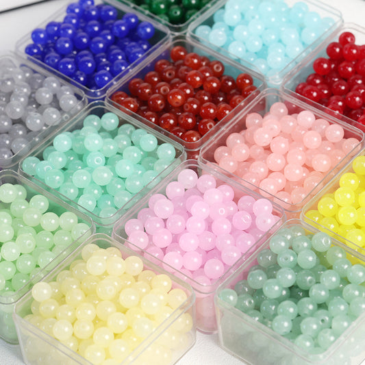 6-10mm Imitation Jade Glass Beads Glass Beads Loose Beads