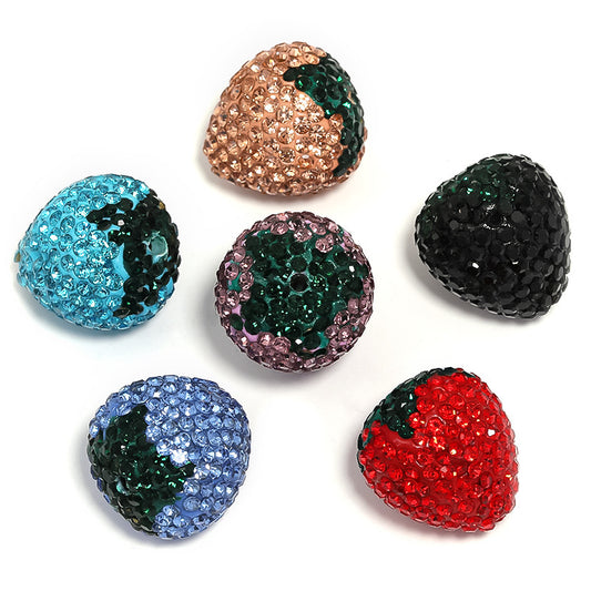 Strawberry Clay Rhinestone Ball Through Hole Bead