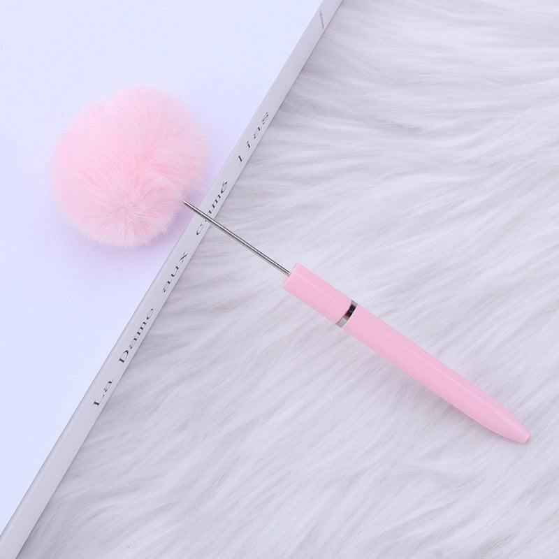 Long Fluffy Beaded Pen Ins Macaron Color Fluffy Rotating Ballpoint Pen