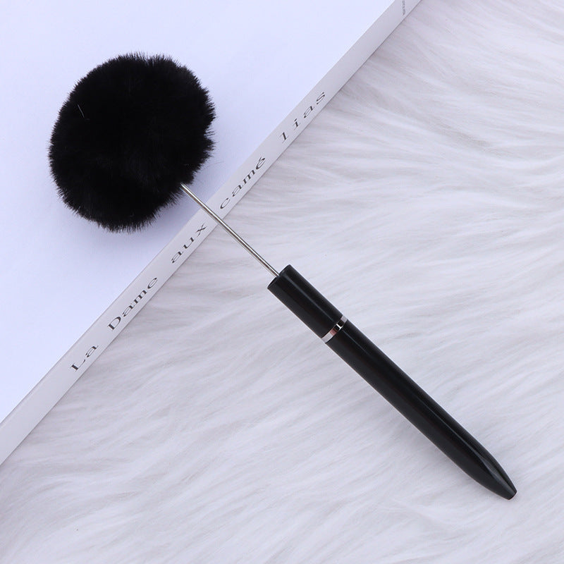 Long Fluffy Beaded Pen Ins Macaron Color Fluffy Rotating Ballpoint Pen