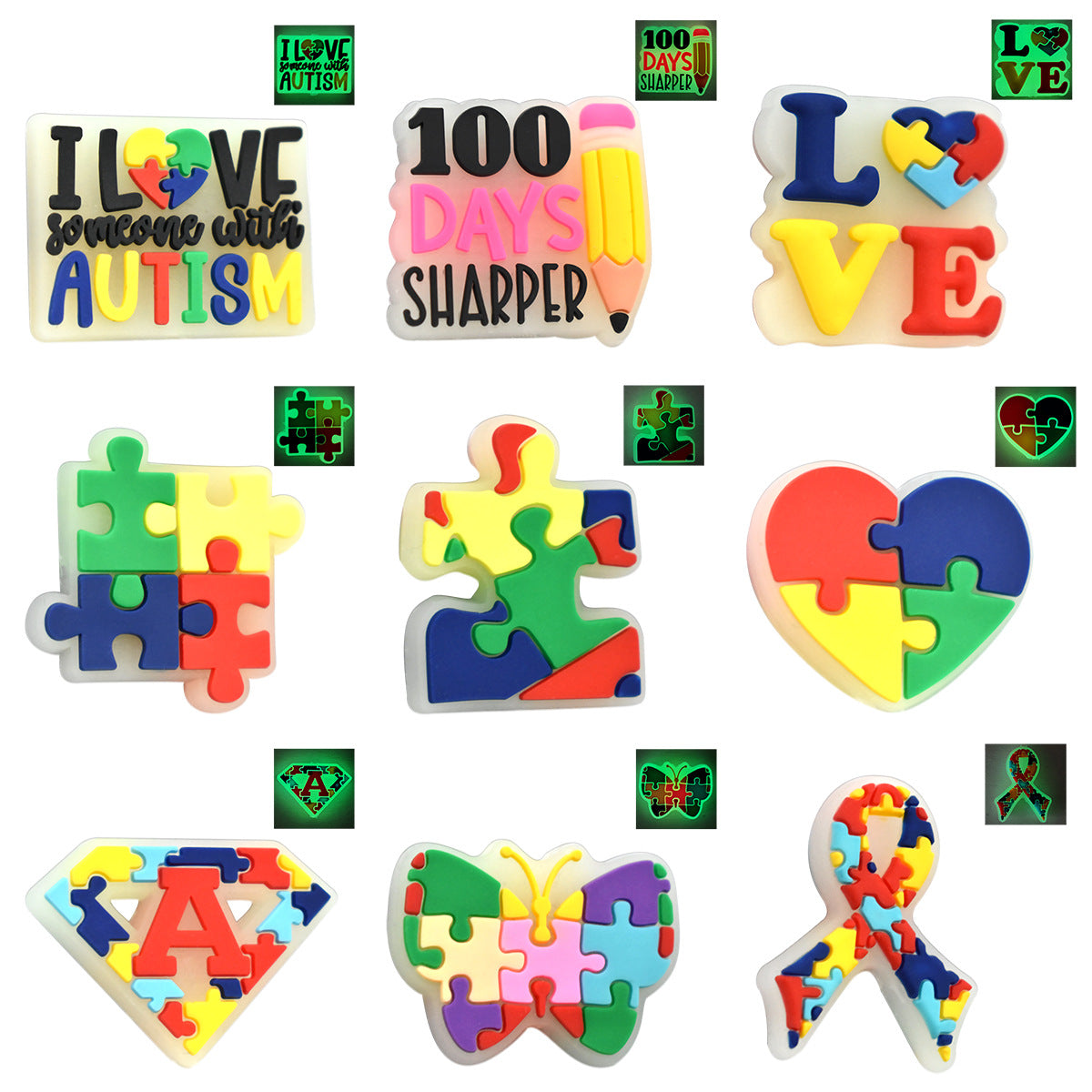 Fluorescent Autism Theme Series Silicone Focus Beads Silicone Focus Beads