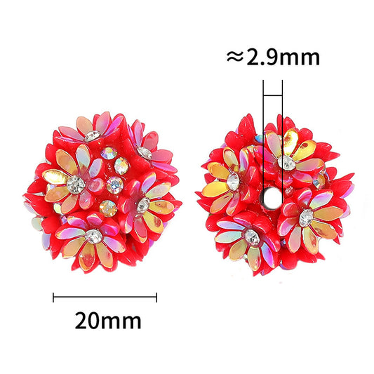 Resin Flower Clay Ball with Rhinestones