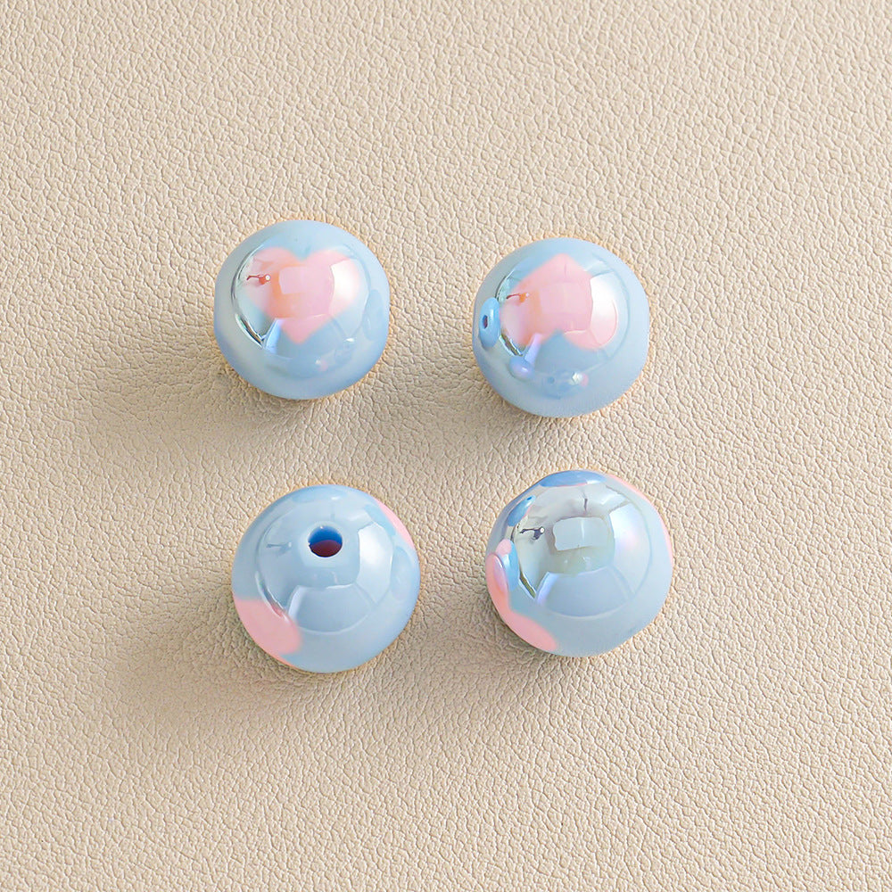16mm Heart-shaped Straight Hole Round Beads
