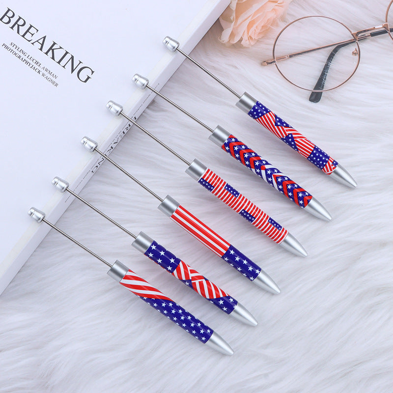 Long Flag Print Beaded Pen Educational Handmade Beading Cute Pen