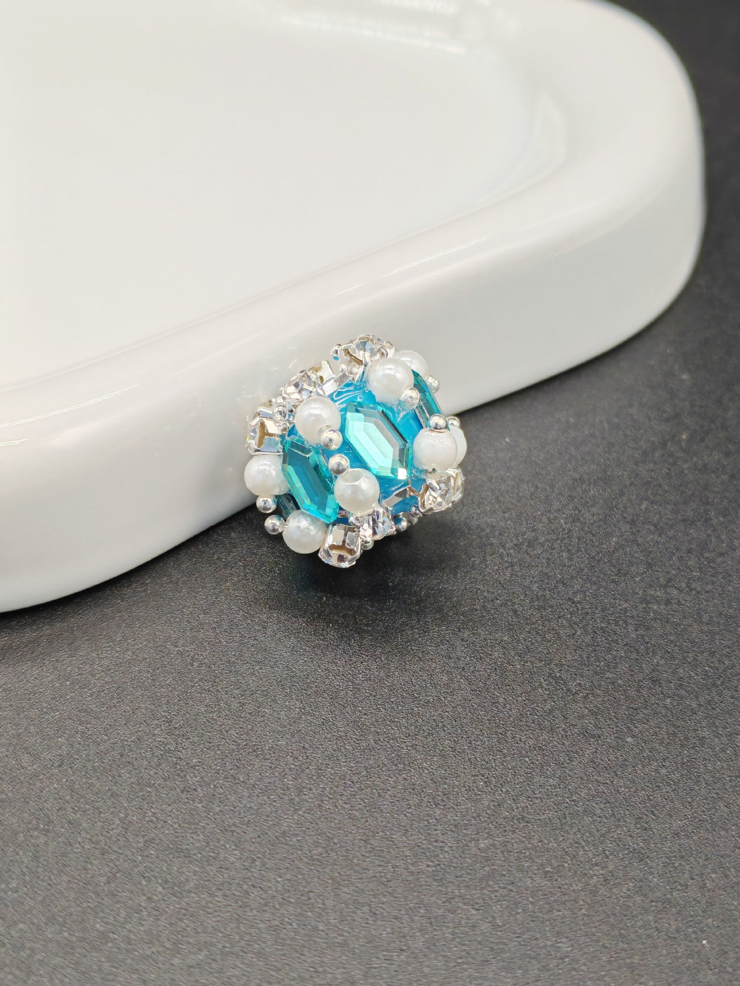 Pearl Zircon Heart Diamond Ball Straight Hole Bead