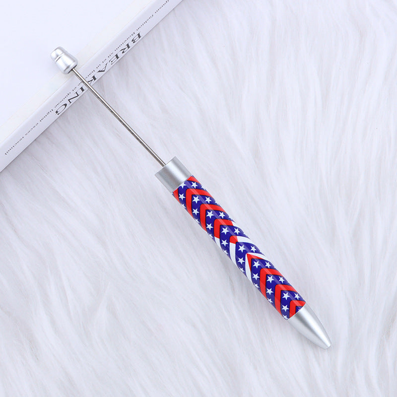 Long Flag Print Beaded Pen Educational Handmade Beading Cute Pen