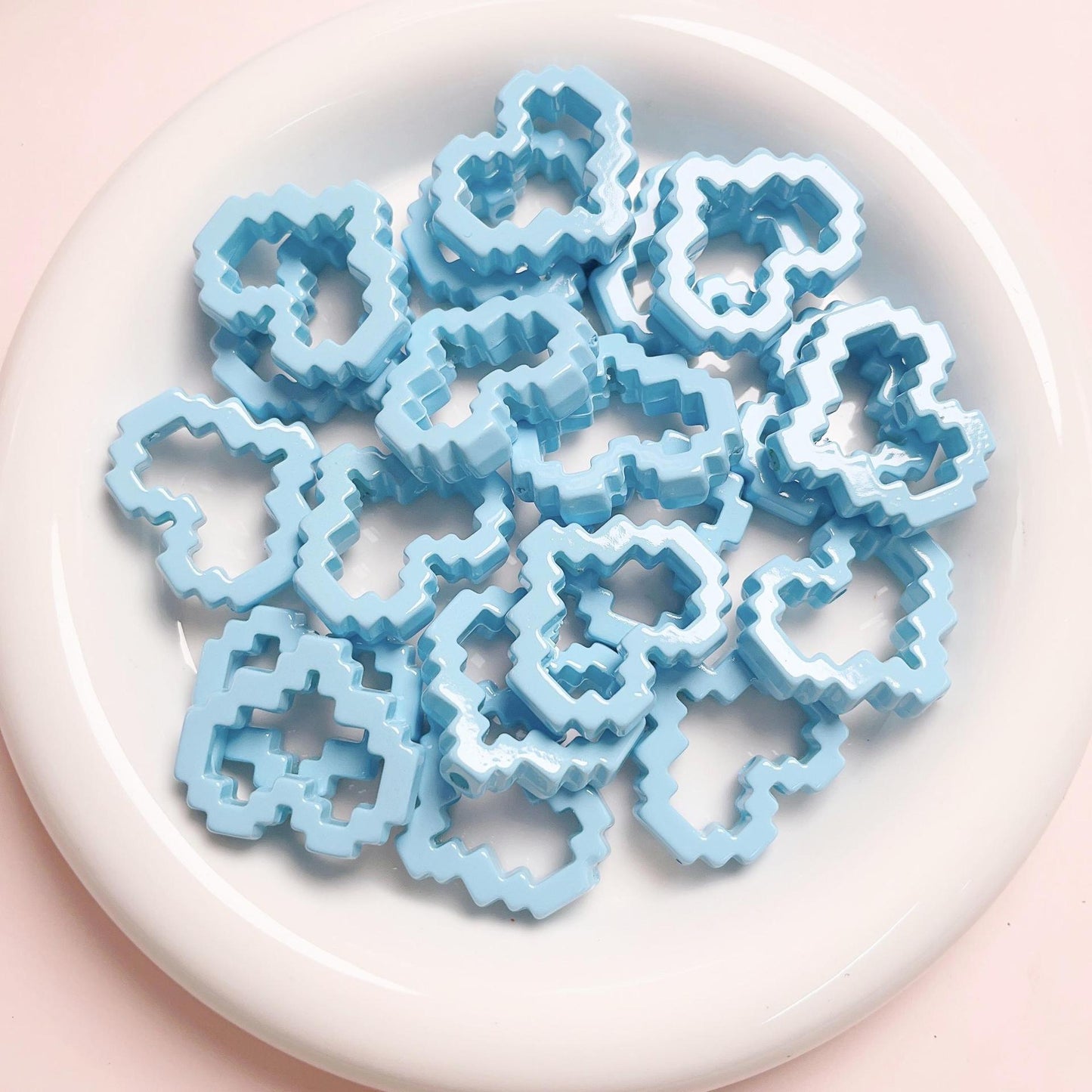 Pixel Heart Beads Enamel Acrylic Beads