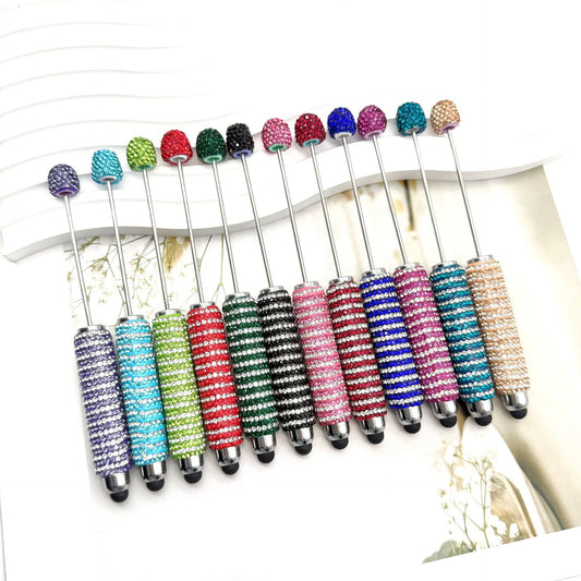 Touch screen Striped Full Diamond Beaded Pen