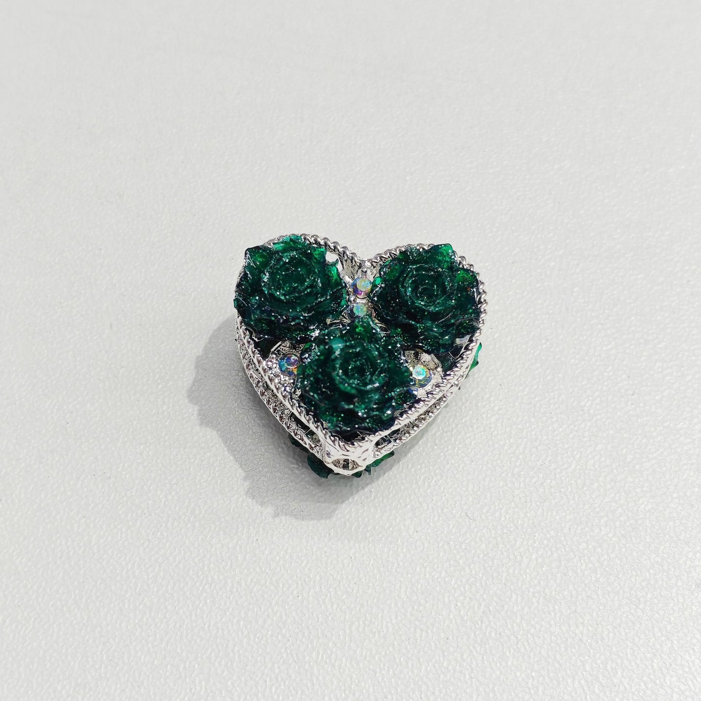 Alloy Double-Sided Heart Flower Jewelry Accessories Straight Hole Beads