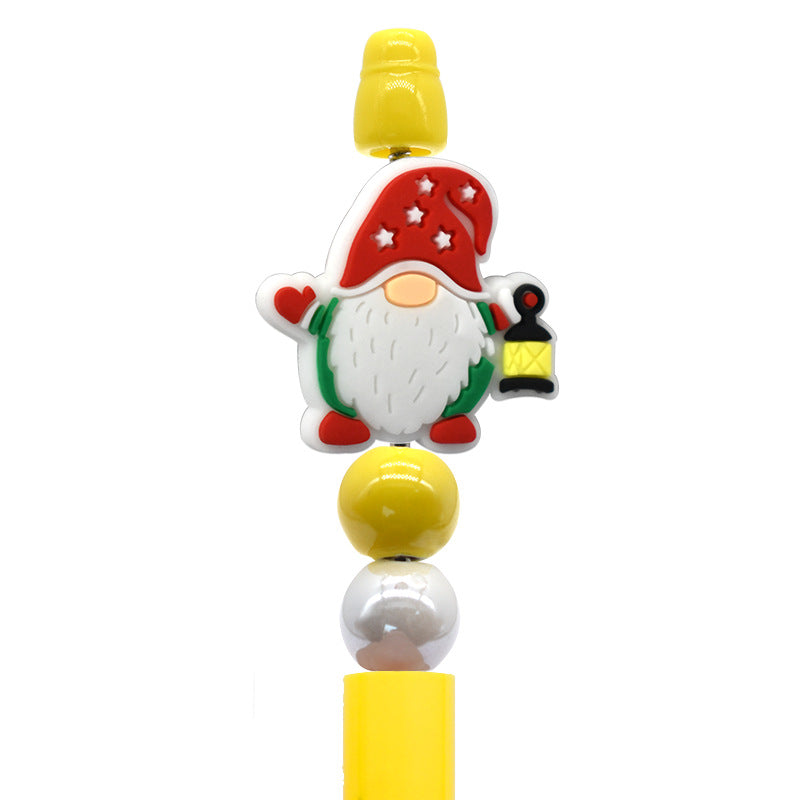 Student Stationery Colorful Beaded Pen Silicone Focal Beads