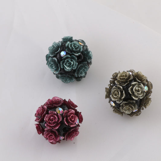 Fluorescent Rose Ball Soft Clay Straight Hole Beads