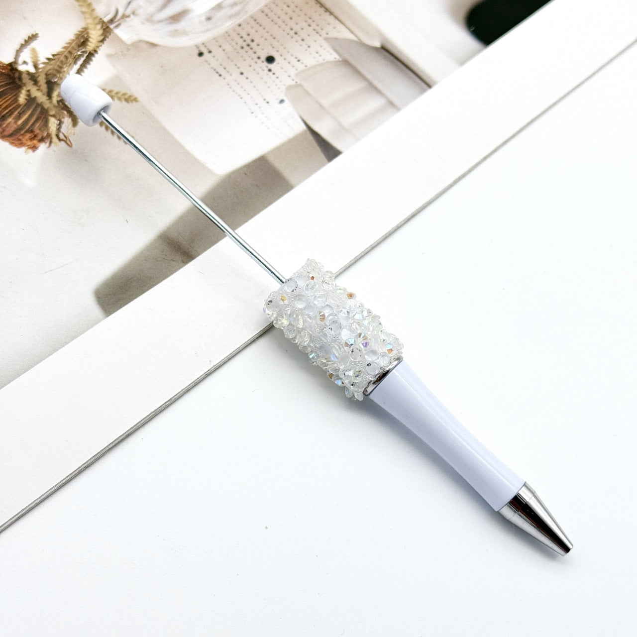 Sequin Beaded Pen Ins Colorful Resin Ballpoint Pen Student Gift Pen Beadable Rotating Cute Pen