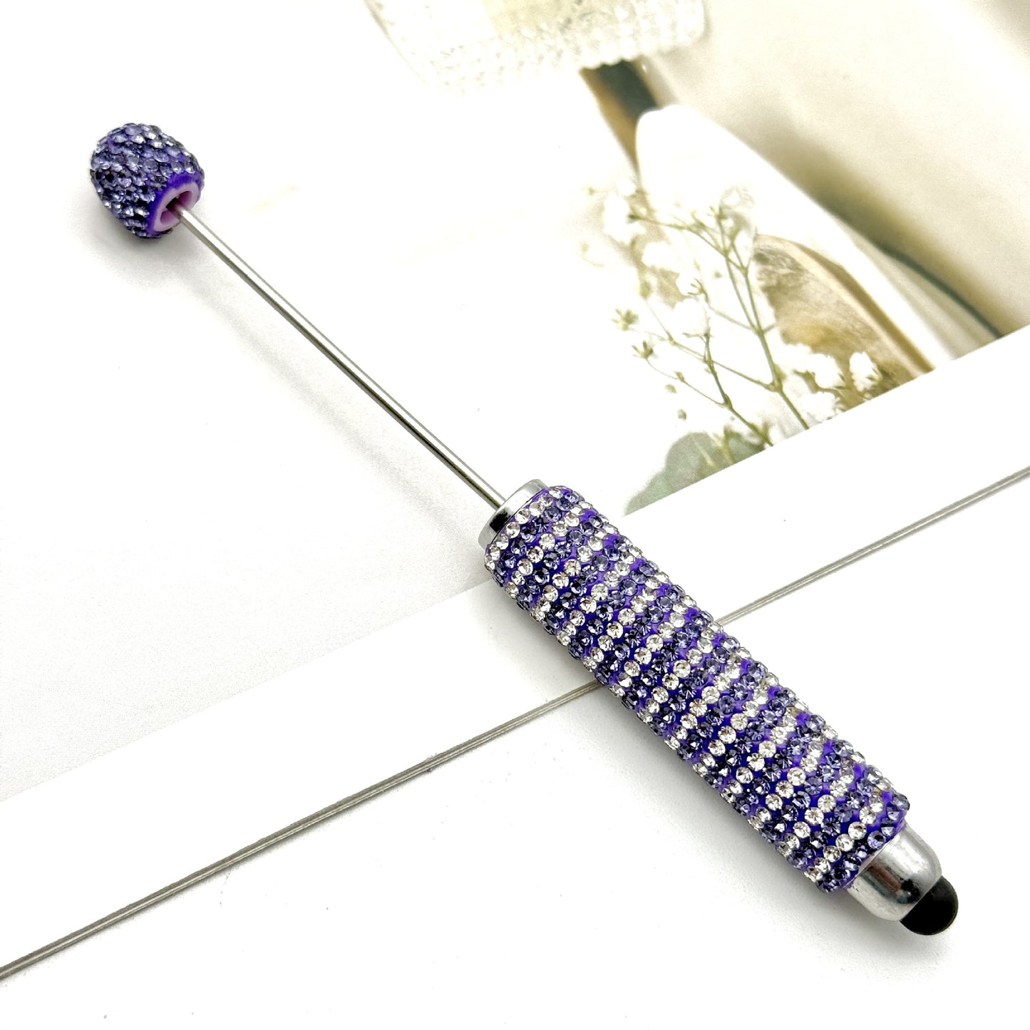 Touch screen Striped Full Diamond Beaded Pen