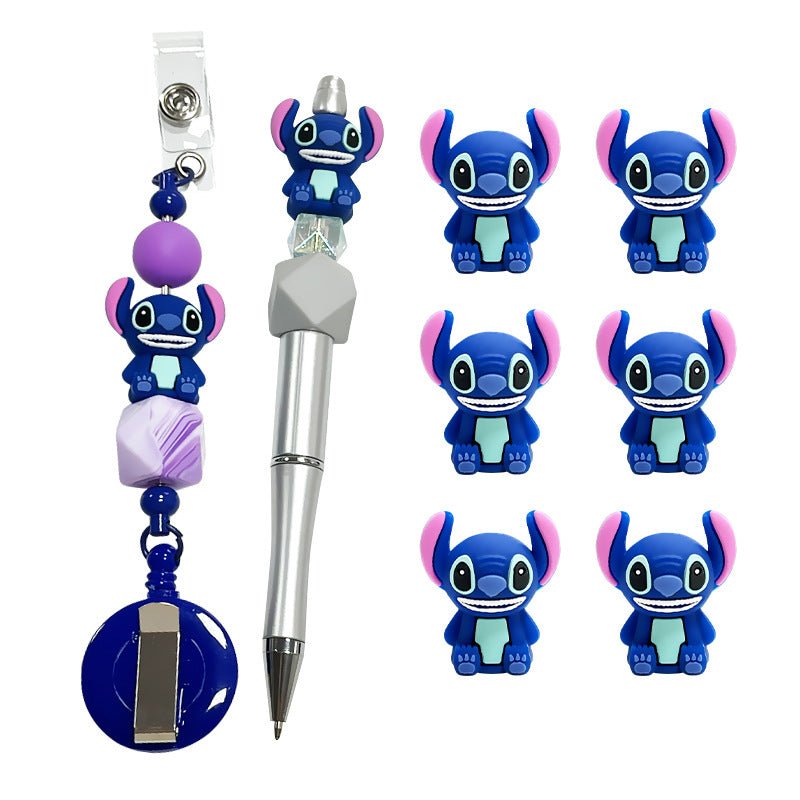 3D Blue Doll Silicone Focal Beads