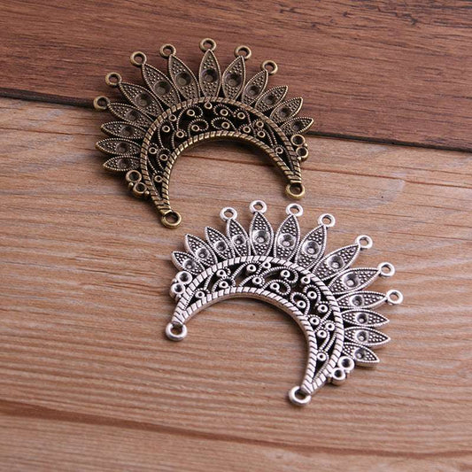 2 Colors 50*54mm DIY Alloy Jewelry Accessories Ethnic Style Accessories Multi-Hole Peacock Pendant
