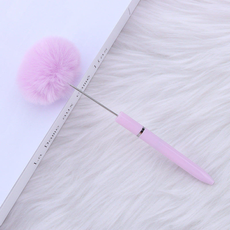 Long Fluffy Beaded Pen Ins Macaron Color Fluffy Rotating Ballpoint Pen