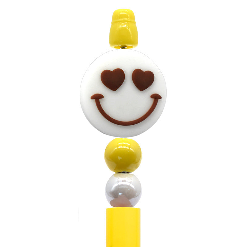Student Stationery Colorful Beaded Pen Silicone Focal Beads