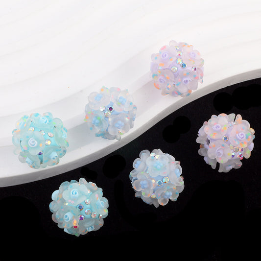 Fluorescent Flower Ball  Wearable Straight Hole Beads