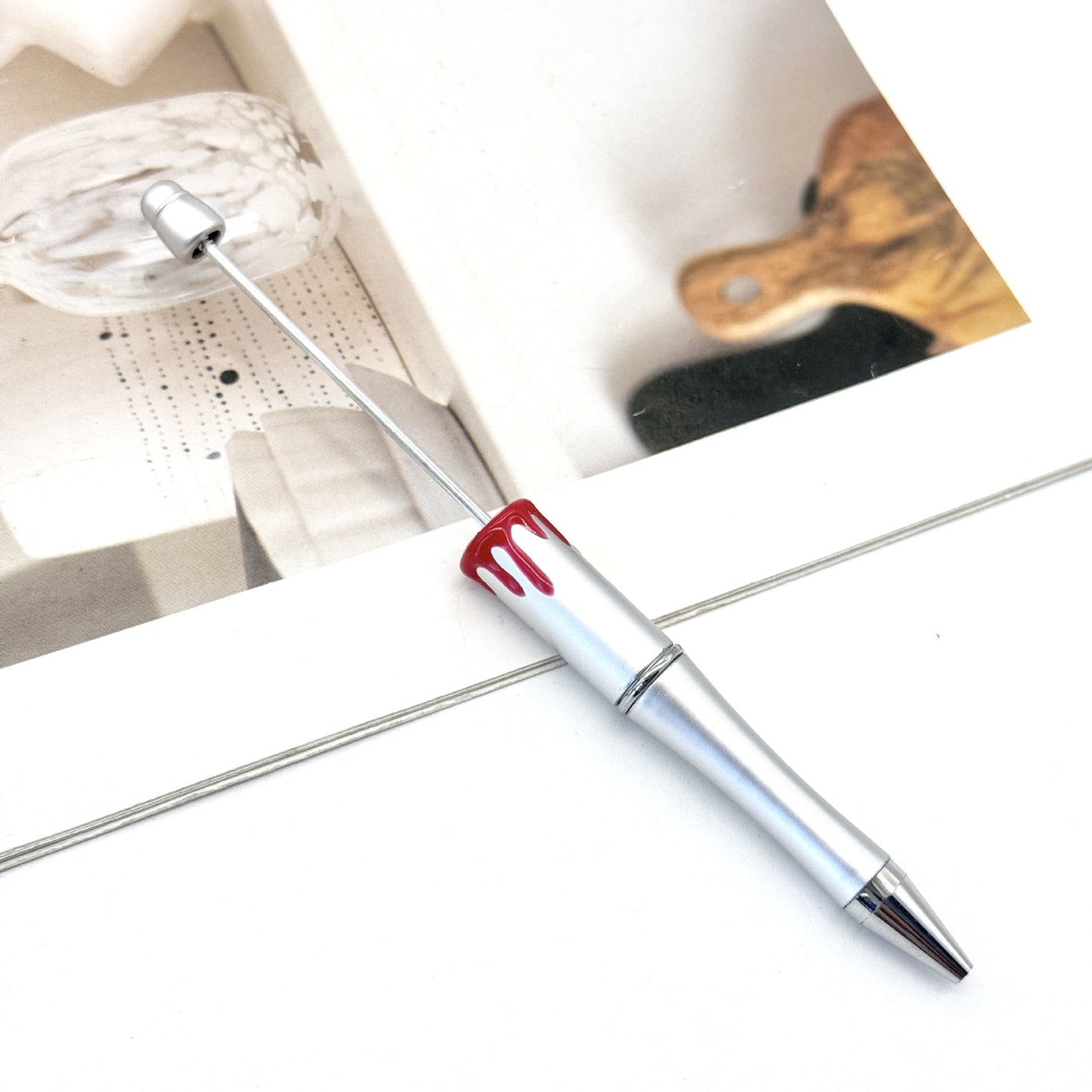 Blood Print Beaded Pen Fun Hand-painted Rotating Cute Pen