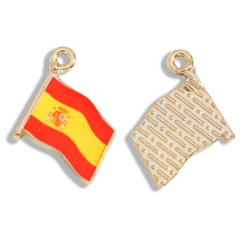 10 Pcs  Alloy World Flag Pendants，16*14mm