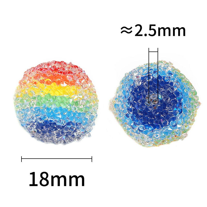 Rainbow Striped Sugar Rhinestone Beads