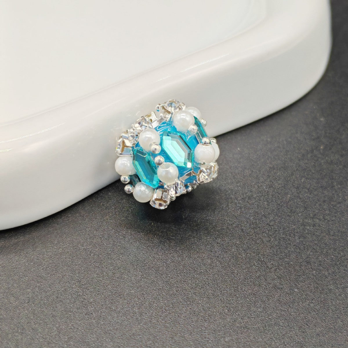 Pearl Zircon Heart Diamond Ball Straight Hole Bead